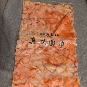 Orange Floral Silk Scarf